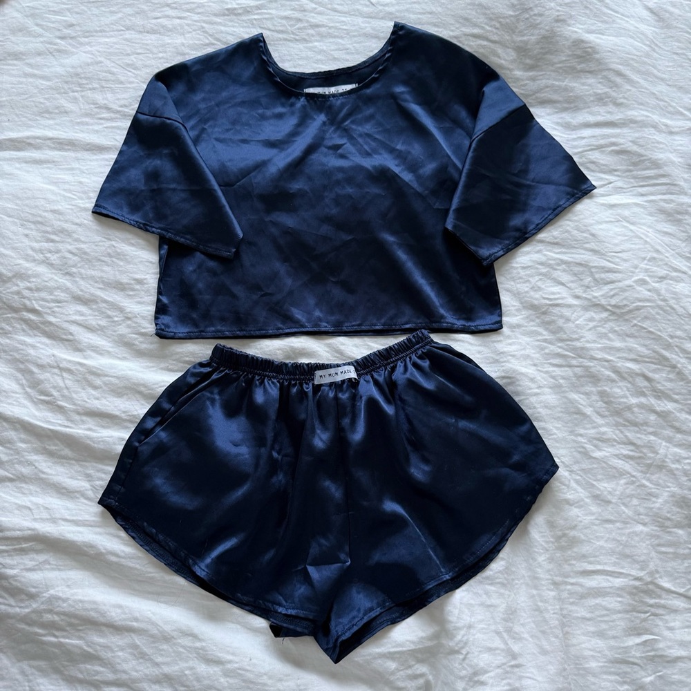 My Mum Made It Midnight Blue Satin Pajama Set